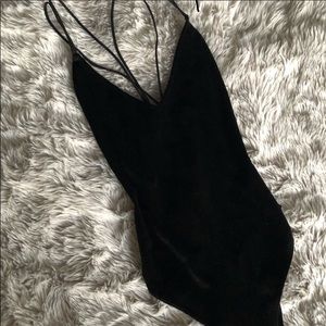 Black velvet bodysuit